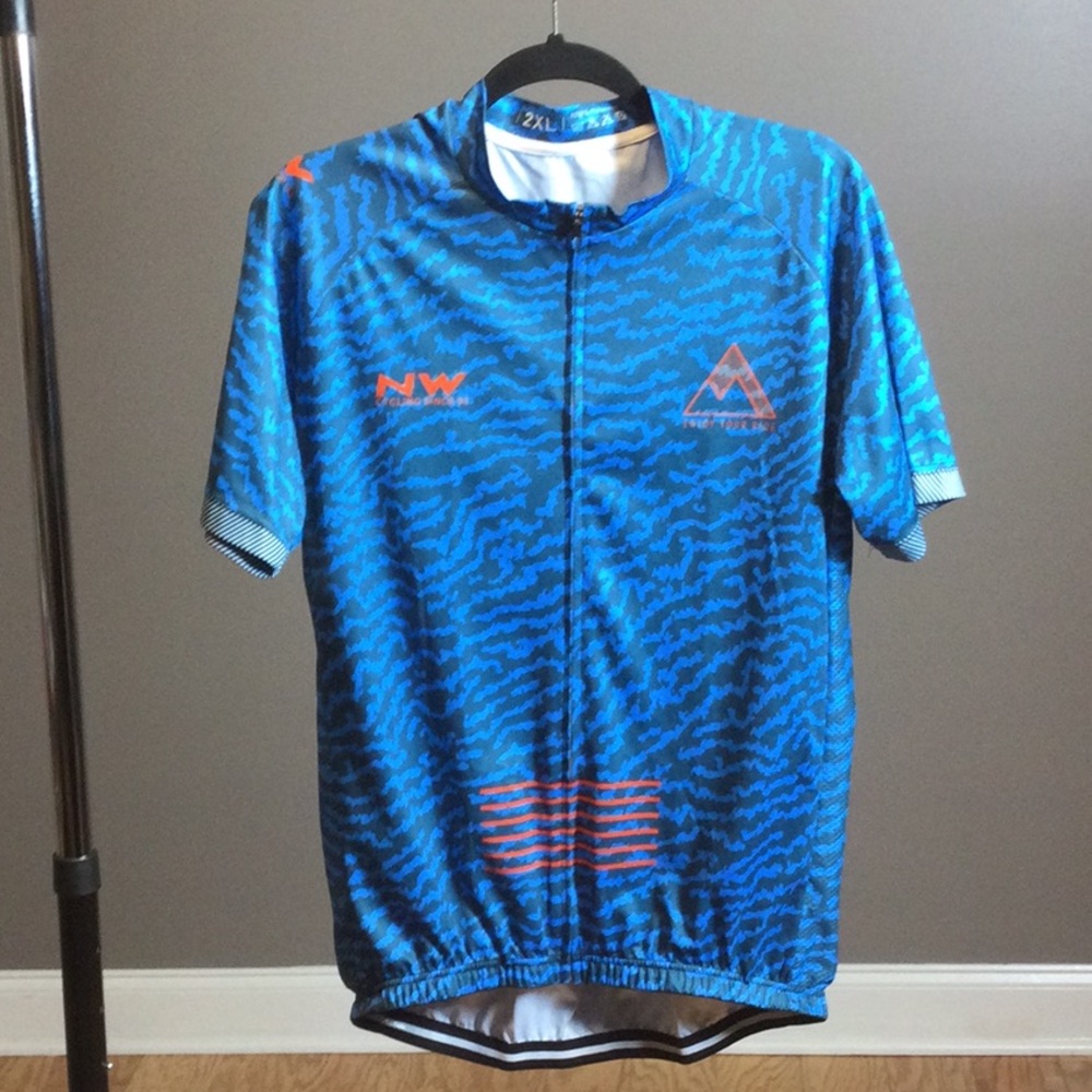 1X NW blue zig zag print full zip cycling jersey